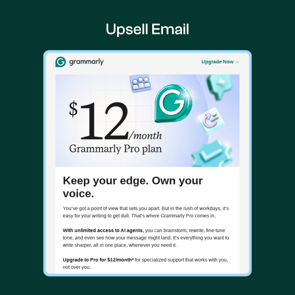 Example of a Upsell email (Source: Really Good Emails)