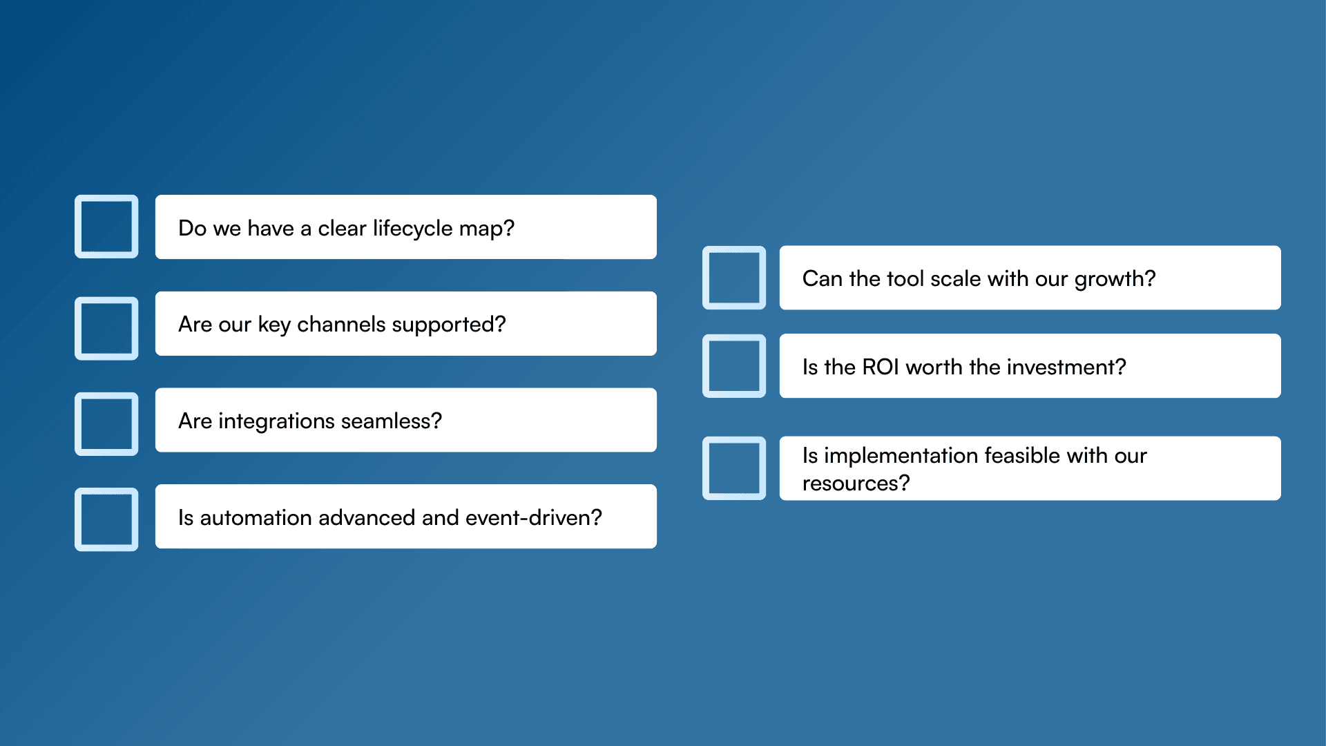 Decision checklist for selecting the right omnichannel marketing tool