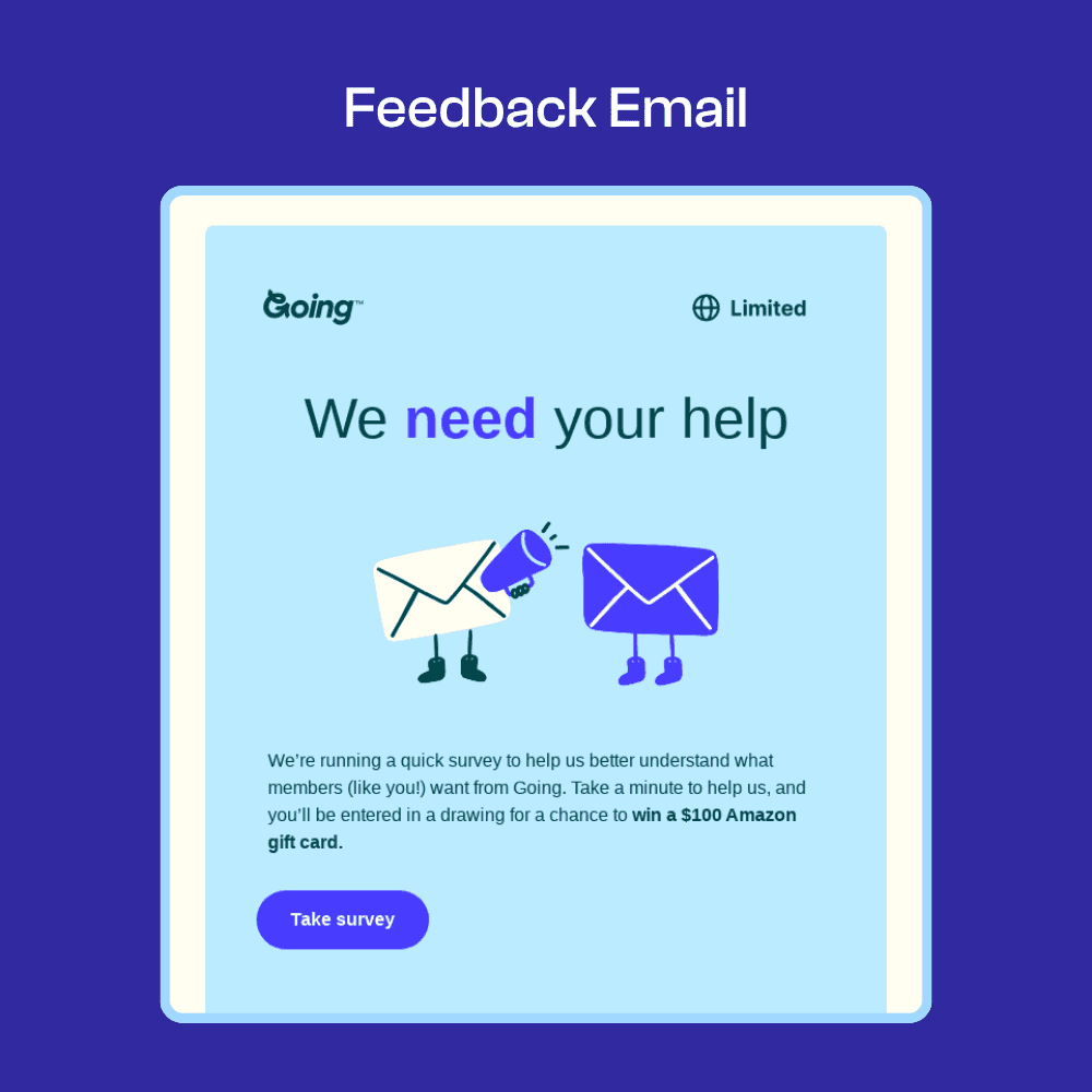 Example of a Feedback email (Source: Really Good Emails)